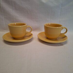 Homer Laughlin China Fiesta 2 Cup and Saucer Sets Yellow-Shade 2011 Fiestaware